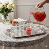 طقم كاسات عصير ترحيبي ميني زجاج 6 قطعة بقاعدة مزخر...