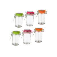 علب بهارات صغيرة بغطاء ضغط ملون 6 قطعة