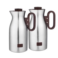 طقم ترامس شاي وقهوة لالوزا 2 قطعة فضي مطفي بيد خشب...