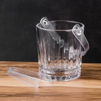 سطل ثلج زجاج مخطط مع ملقط اكرليك