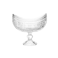 صحن تقديم الحلى والفواكه زجاج بيضاوي بقاعدة