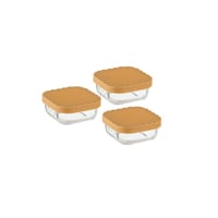 طقم حافظات زجاج حراري صغيرة بغطاء الوان متعددة 3 ق...