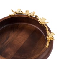 صحن تقديم الحلا خشب هندي بديكور فراشات ذهبي