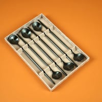 طقم ملاعق شاي وحلا معدن اسود ( هني وعافية ) 6 قطعة...