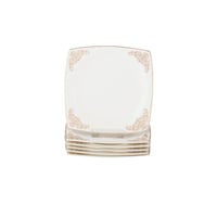 طقم صحون للحلا والفواكه والفطور 6 قطعة بورسلان مرب...