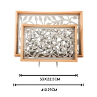 طقم صواني خشب 2 قطعة ارضية مزخرفة مع طبقة عازلة اك...