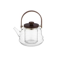 براد شاي زجاج حراري شفاف 1.2 لتر بيد وغطاء خشبي