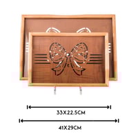 طقم صواني خشب 2 قطعة ارضية مزخرفة مع طبقة عازلة اك...