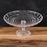 صحن تقديم الحلويات والفواكه زجاج مدور مزخرف بقاعدة...