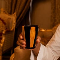 مبخرة ريزن اسود وخشب فاخر صغيرة بقاعدة وغطاء معدن...