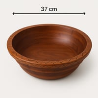 قدح تقديم خشب مدور فيتنامي للعصيد مقاس 37 سم