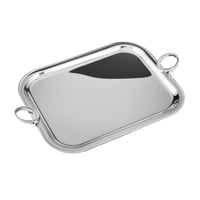 طقم صواني معدن مستطيل نيكل يد حلقات 3 قطعة سادة