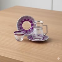 طقم شاي وقهوة 18 قطعة تركي بنقشات فاخرة