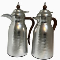 طقم ترامس علا لشاي والقهوة 2 قطعة فضي مطفي يد خشبي...