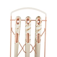 طقم ملاعق غرف سيلكون بمقبض بلاستيك ابيض وذهبي مع ا...