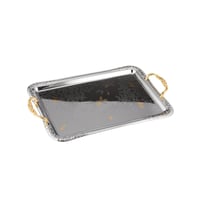 طقم صواني ضيافة معدن مستطيل برستيج مزخرف 3 قطعة ني...