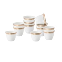 فناجين قهوة سعودي بورسلان ابيض سادة زخرفات ذهبي 12...