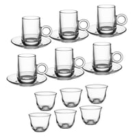 طقم شاي وقهوة زجاج سادة فاخر 18 قطعة