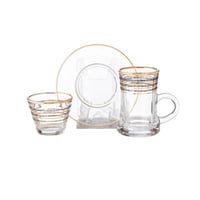 طقم فناجين شاي وقهوة 36 قطعة مثلج ذهبي واسود 12 شخ...