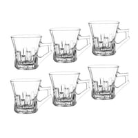 طقم اكواب شاي زجاج مخطط نافر 6 قطعة 160 مل