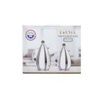 طقم ترامس شاي وقهوة 2 قطعة فضي لماع وذهبي من الداخ...