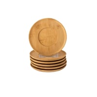 طقم اطباق شاي خشب 6 قطعة مقاس 11.5 سم