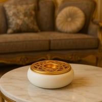 مبخرة بورسلان بغطاء معدن ذهبي