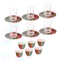 طقم فناجين شاي وقهوة 18 قطعة رسومات كلاسيكية