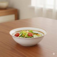 زبدية سلطة بورسلان ابيض وذهبي بنقشات ناعمة مقاس 22...