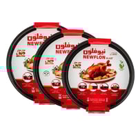 طقم صواني فرن معدن مدور نيوفلون بطبقة عازلة للالتص...