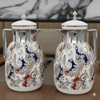 طقم ترامس ريفان قطعتين 1 لتر لون ابيض وفضي بنقشات...