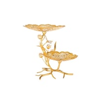 حامل حلاوة معدن ذهبي ثاني ديزاين اوراق اغصان الشجر