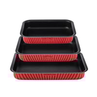 طقم صواني فرن معدن نيوفلون مستطيل بطبقة مانع للإلت...