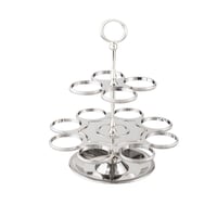 شيالة فناجين قهوة معدن فضي 12 خانة