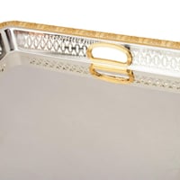 صينية تقديم مستطيل مفرد فضي وذهبي