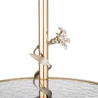 شيالة كيك وحلويات معدن ذهبي بصحن زجاج مثلج مقاس 35...