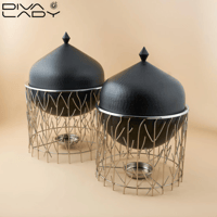 سخان طعام الجوهرة اسود مطفي مشخط 5 لتر بقاعدة شبك...