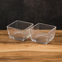 زبادي زجاج تقديم 10 قطعة مربعة مخطط ( مقاس 7.5 سم...