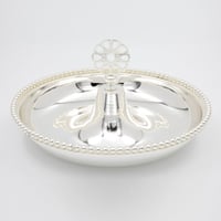 صحن تقديم دائري معدن فضي