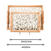 طقم صواني خشب 2 قطعة يد فيونكه ارضية مزخرفة مع طبق...