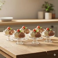 طقم كاسات ايس كريم وسلطات الفواكه زجاج محجر 6 قطعة