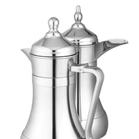 طقم ترمس ودلة رغد للشاي والقهوة فضي لماع 2 قطعة 70...