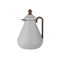 طقم ترمس ودلة هوست سعة 1 لتر رصاصي وخشبي 2 قطعة