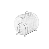 طقم صحون حلا زجاج 6 قطعة مع استاند معدن فضي مقاس 1...