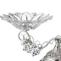 حامل حلاوة معدن ثنائي فضي بصحن زجاجي