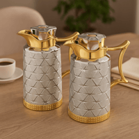 طقم ترامس النجمة 2 قطعة كروم و ذهبي 1 لتر