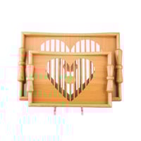 طقم صواني خشب 2 قطعة يد فيونكه ارضية مزخرفة مع طبق...