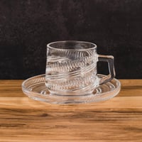 طقم فناجين شاي زجاج مزخرف 12 قطعة 6 اشخاص ( 150 مل...