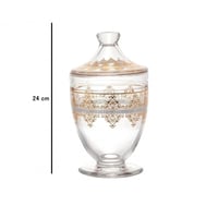 طقم علب سكر وشاي وقهوة وهيل زجاج سادة مزخرف ذهبي 4...