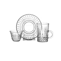 طقم فناجين شاي وقهوة زجاج محجر 36 قطعة 12 شخص